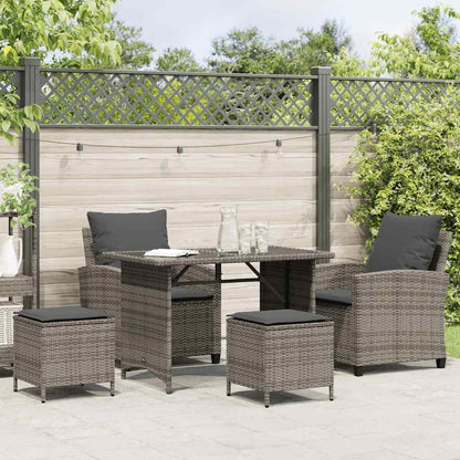 4 pcs conjunto sofás de jardim c/ almofadões vime PE cinzento