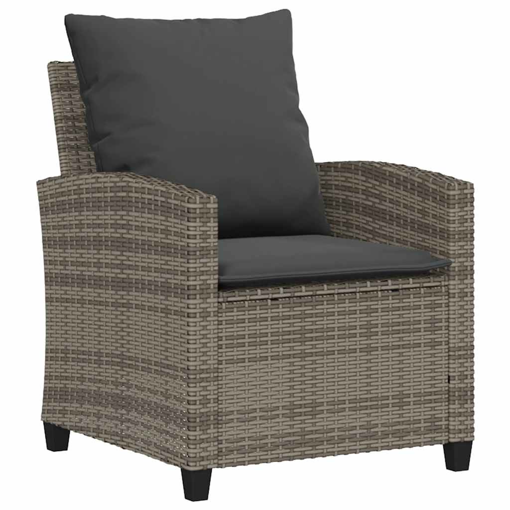 4 pcs conjunto sofás de jardim c/ almofadões vime PE cinzento