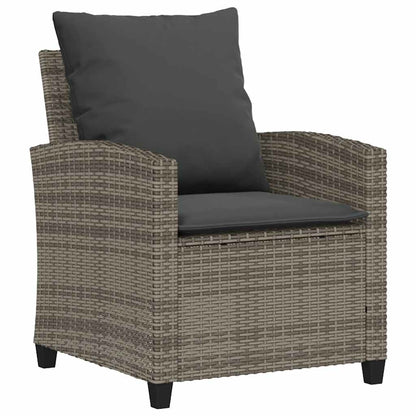 4 pcs conjunto sofás de jardim c/ almofadões vime PE cinzento