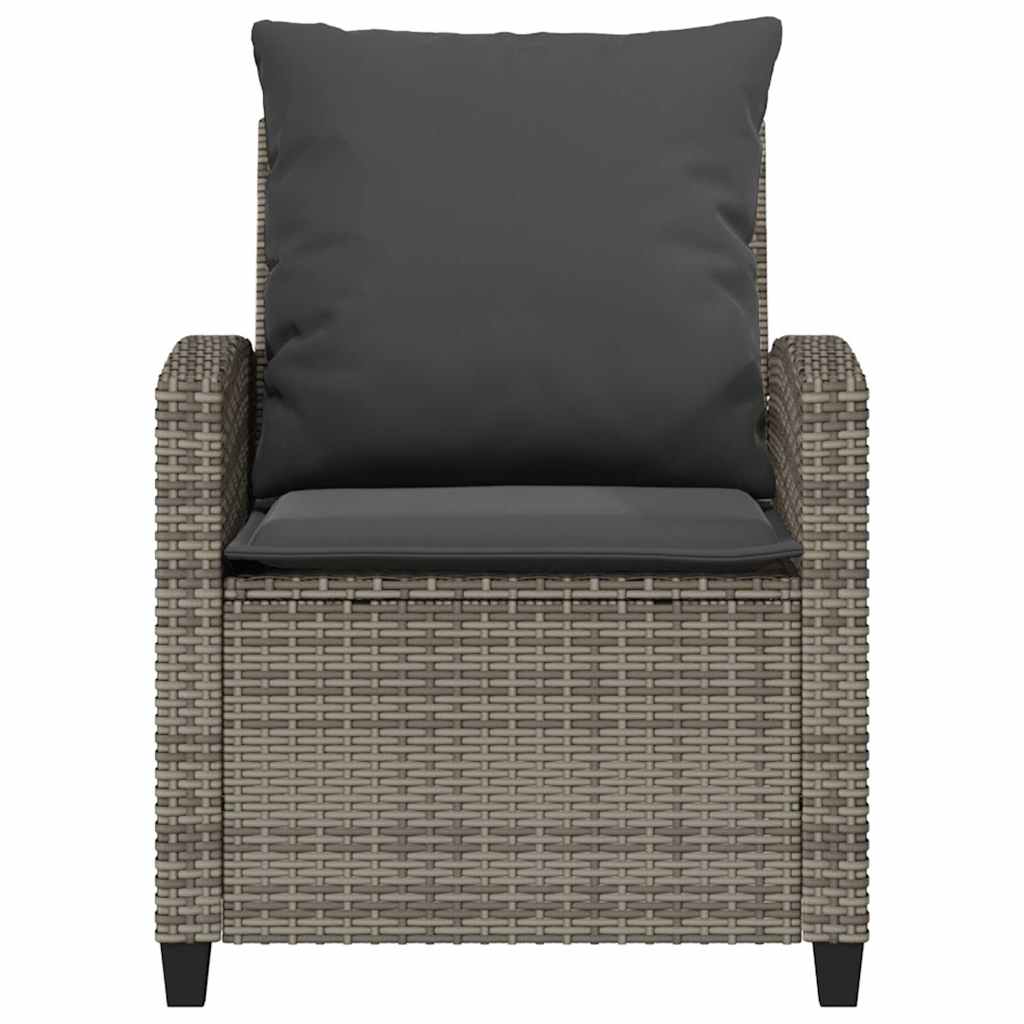 4 pcs conjunto sofás de jardim c/ almofadões vime PE cinzento