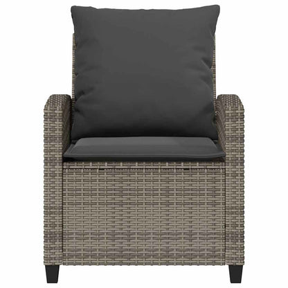 4 pcs conjunto sofás de jardim c/ almofadões vime PE cinzento