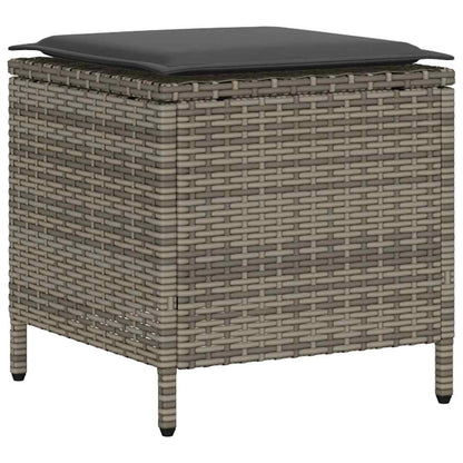 4 pcs conjunto sofás de jardim c/ almofadões vime PE cinzento
