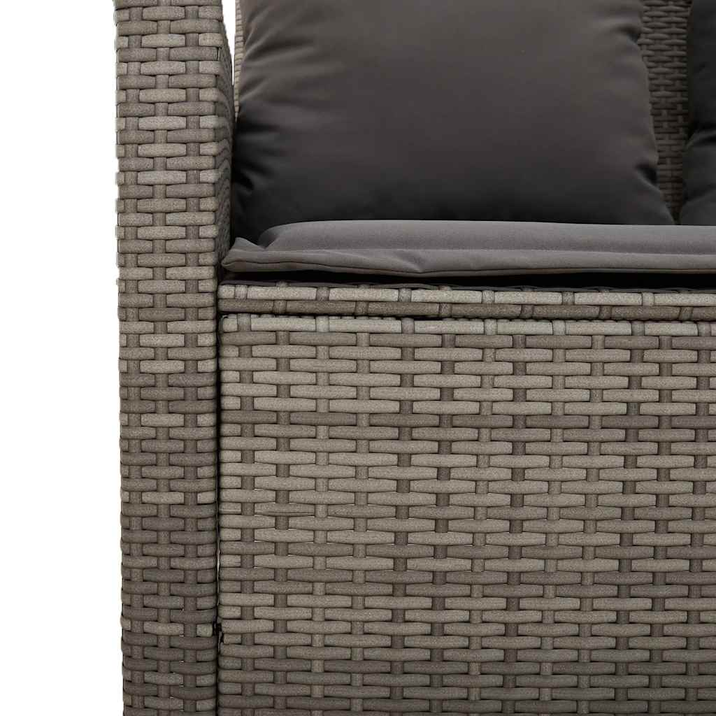 4 pcs conjunto sofás de jardim c/ almofadões vime PE cinzento