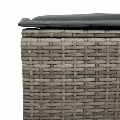 4 pcs conjunto sofás de jardim c/ almofadões vime PE cinzento