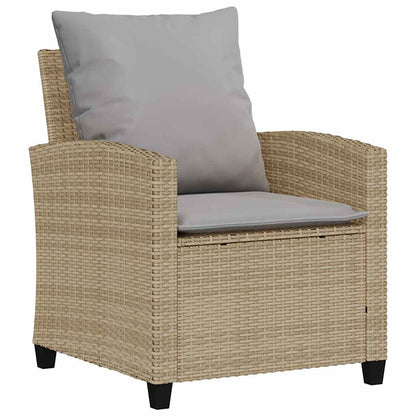 4 pcs conjunto de sofás para jardim c/ almofadões vime PE bege