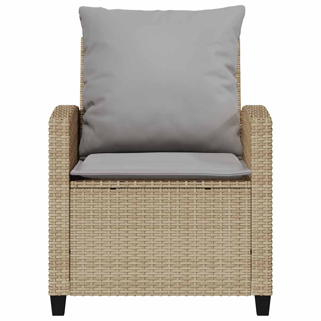 4 pcs conjunto de sofás para jardim c/ almofadões vime PE bege