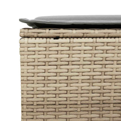 4 pcs conjunto de sofás para jardim c/ almofadões vime PE bege
