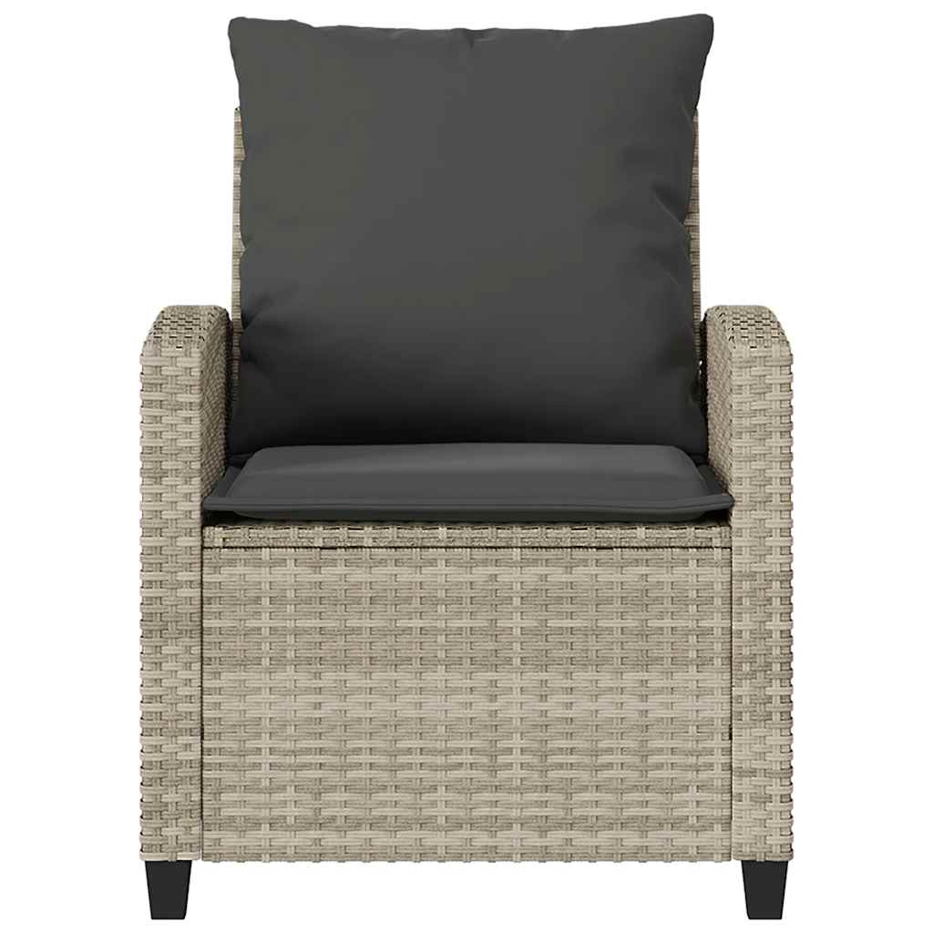 4 pcs conj. sofás jardim c/ almofadões vime PE cinzento-claro