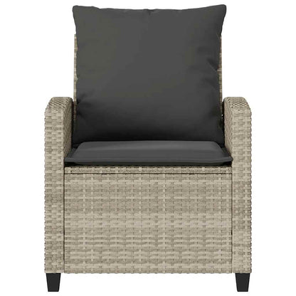 4 pcs conj. sofás jardim c/ almofadões vime PE cinzento-claro