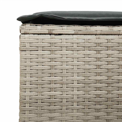 4 pcs conj. sofás jardim c/ almofadões vime PE cinzento-claro