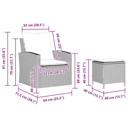4 pcs conj. sofás jardim c/ almofadões vime PE cinzento-claro