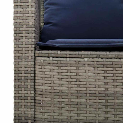 4 pcs conjunto sofás de jardim c/ almofadões vime PE cinzento