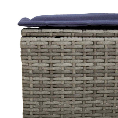 4 pcs conjunto sofás de jardim c/ almofadões vime PE cinzento