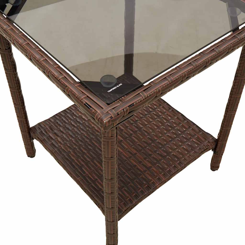 Sofá de jardim forma de L c/ mesa e almofadões vime PE castanho