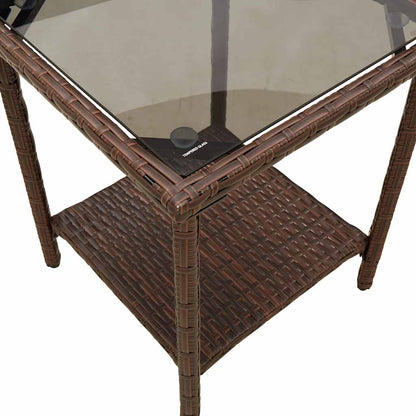 Sofá de jardim forma de L c/ mesa e almofadões vime PE castanho