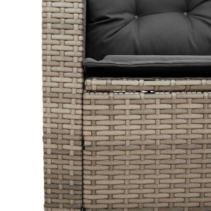 Sofá de jardim forma de L c/ mesa e almofadões vime PE cinzento