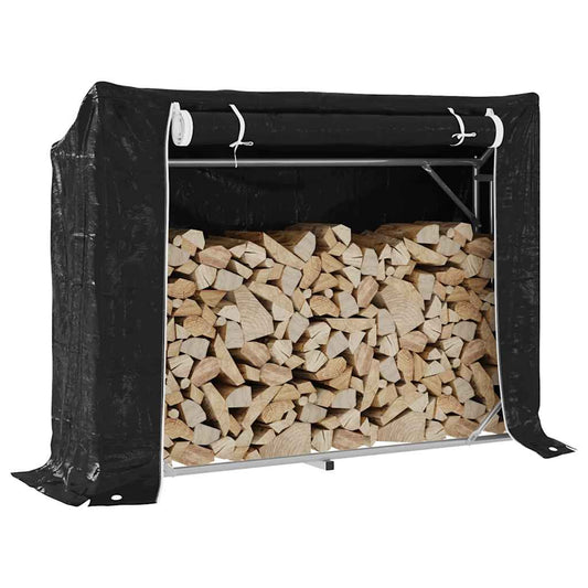 Rack de lenha tampa de chuva 151x40,5x110,5 cm aço galvanizado