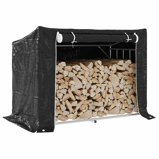 Rack de lenha tampa de chuva 151x80,5x110,5 cm aço galvanizado