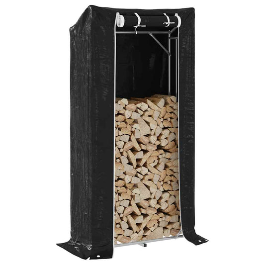 Rack de lenha com tampa de chuva 100x40x200 cm aço galvanizado