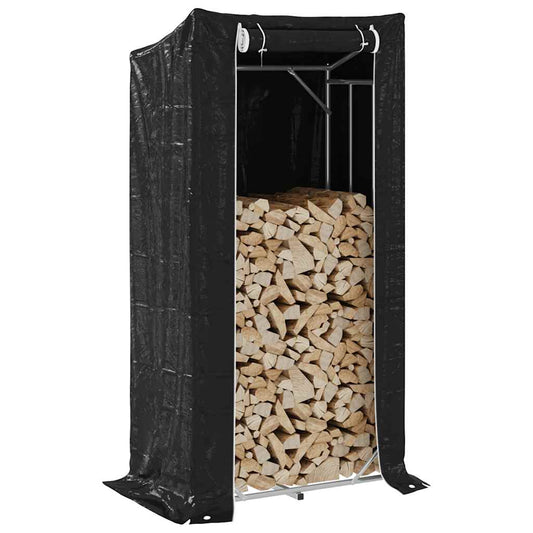 Rack de lenha com tampa de chuva 100x60x200 cm aço galvanizado