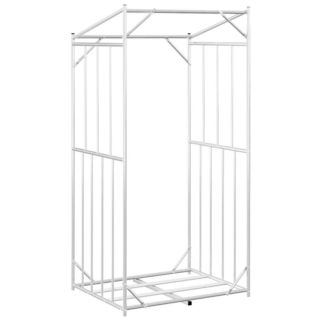 Rack de lenha com tampa de chuva 100x80x200 cm aço galvanizado