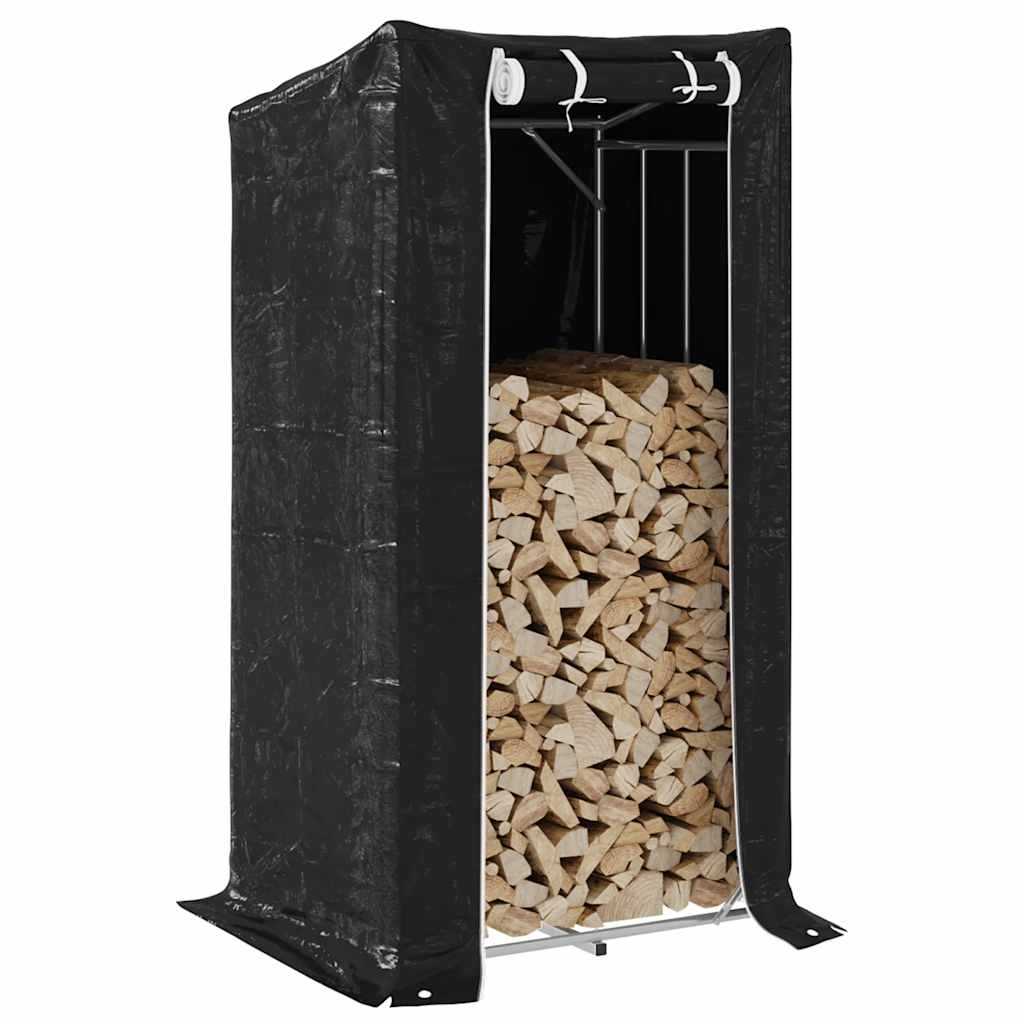 Rack de lenha com tampa de chuva 100x80x200 cm aço galvanizado