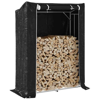 Rack de lenha com tampa de chuva 150x60x200 cm aço galvanizado
