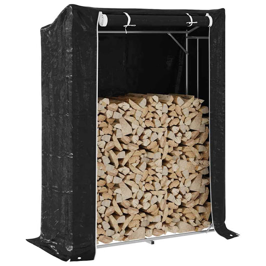 Rack de lenha com tampa de chuva 150x60x200 cm aço galvanizado