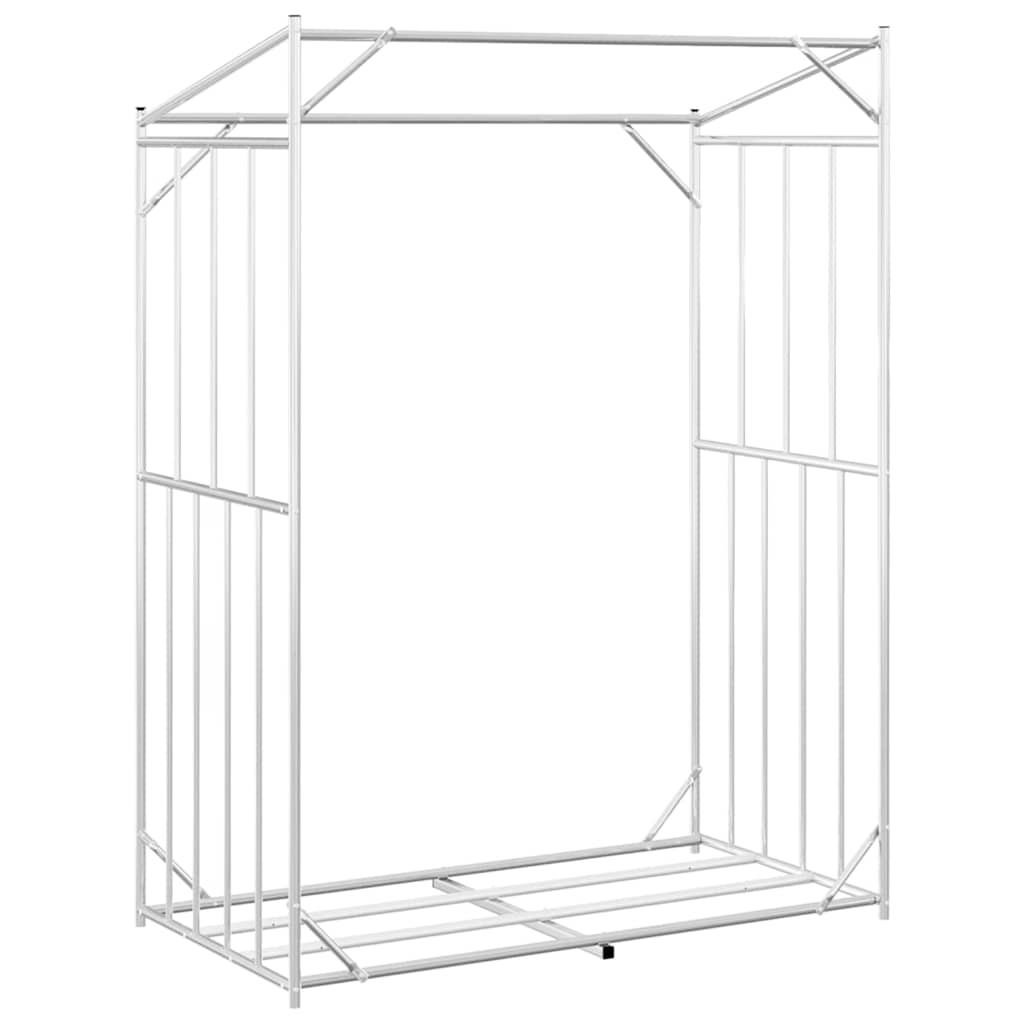 Rack de lenha com tampa de chuva 150x80x200 cm aço galvanizado
