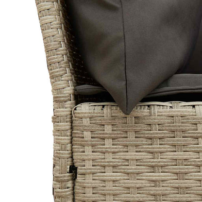 Sofá de jardim com almofadões vime PE cinzento claro