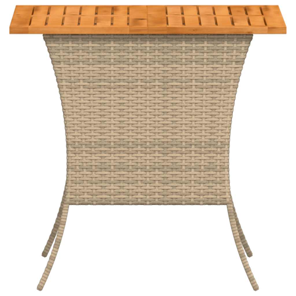 Mesa de jardim com tampo em acácia 105x75x72 cm vime PE bege