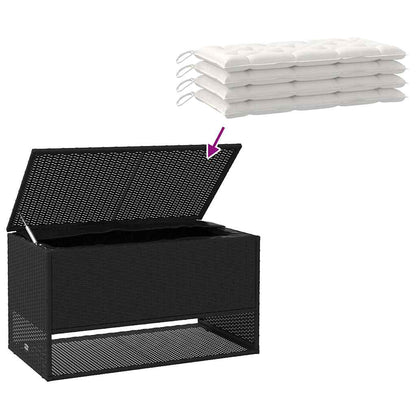 Caixa para almofadões de exterior 100x55x55,5 cm vime PE preto