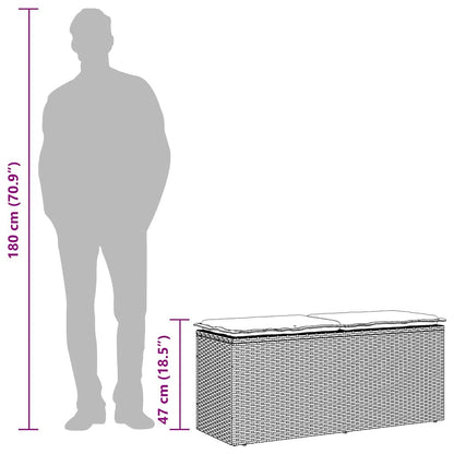 Banco de jardim com almofadão 110x40x44 cm vime PE preto