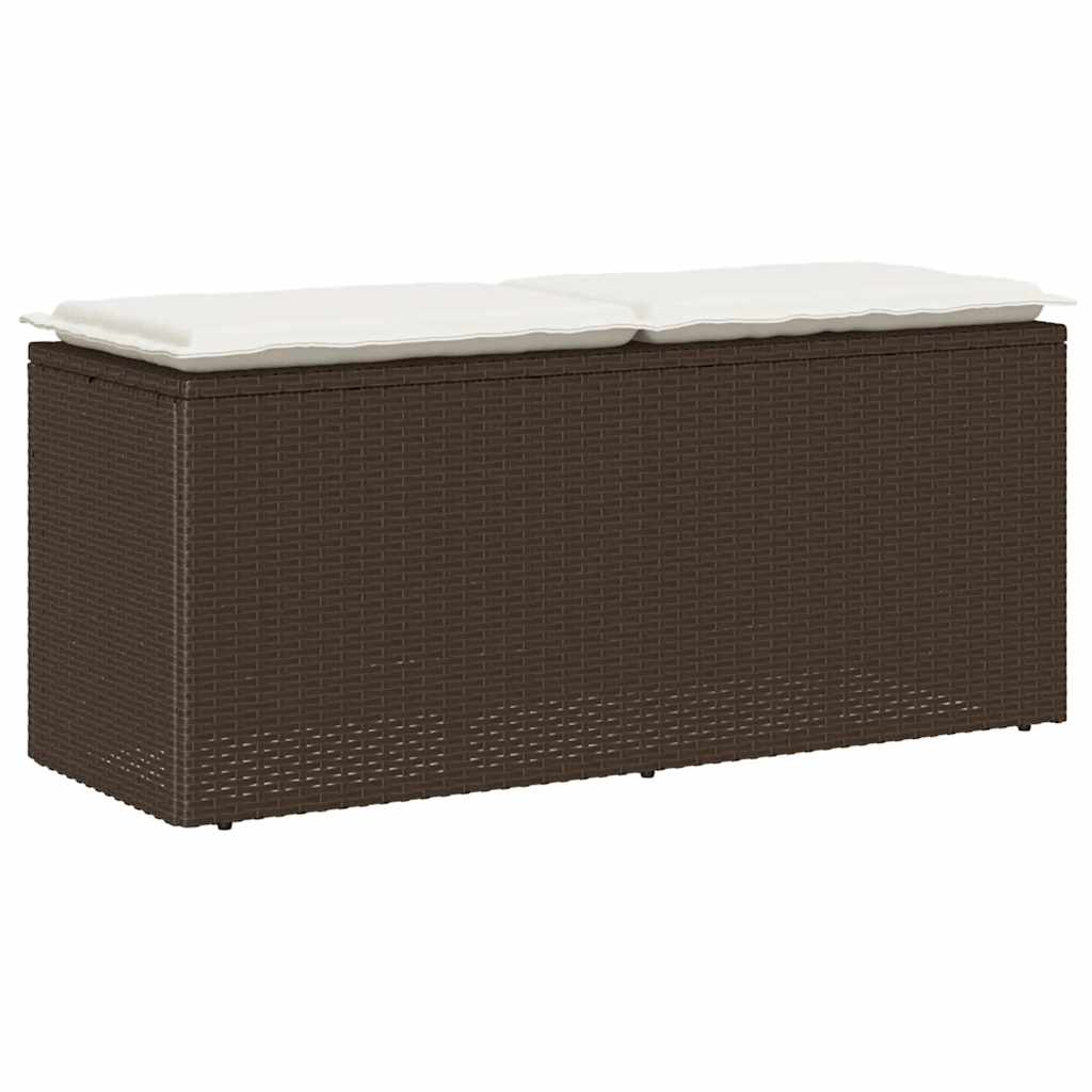 Banco de jardim com almofadão 110x40x44 cm vime PE castanha
