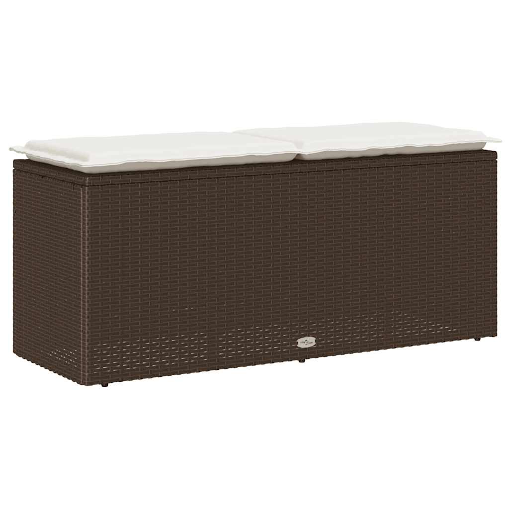 Banco de jardim com almofadão 110x40x44 cm vime PE castanha