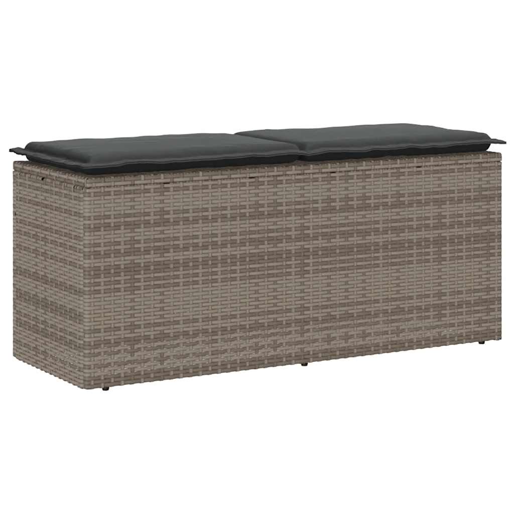 Banco de jardim com almofadão 110x40x44 cm vime PE cinzento
