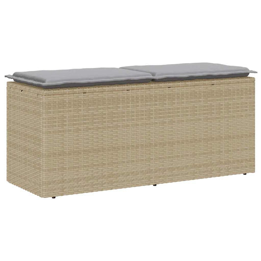 Banco de jardim com almofadão 110x40x44 cm vime PE bege