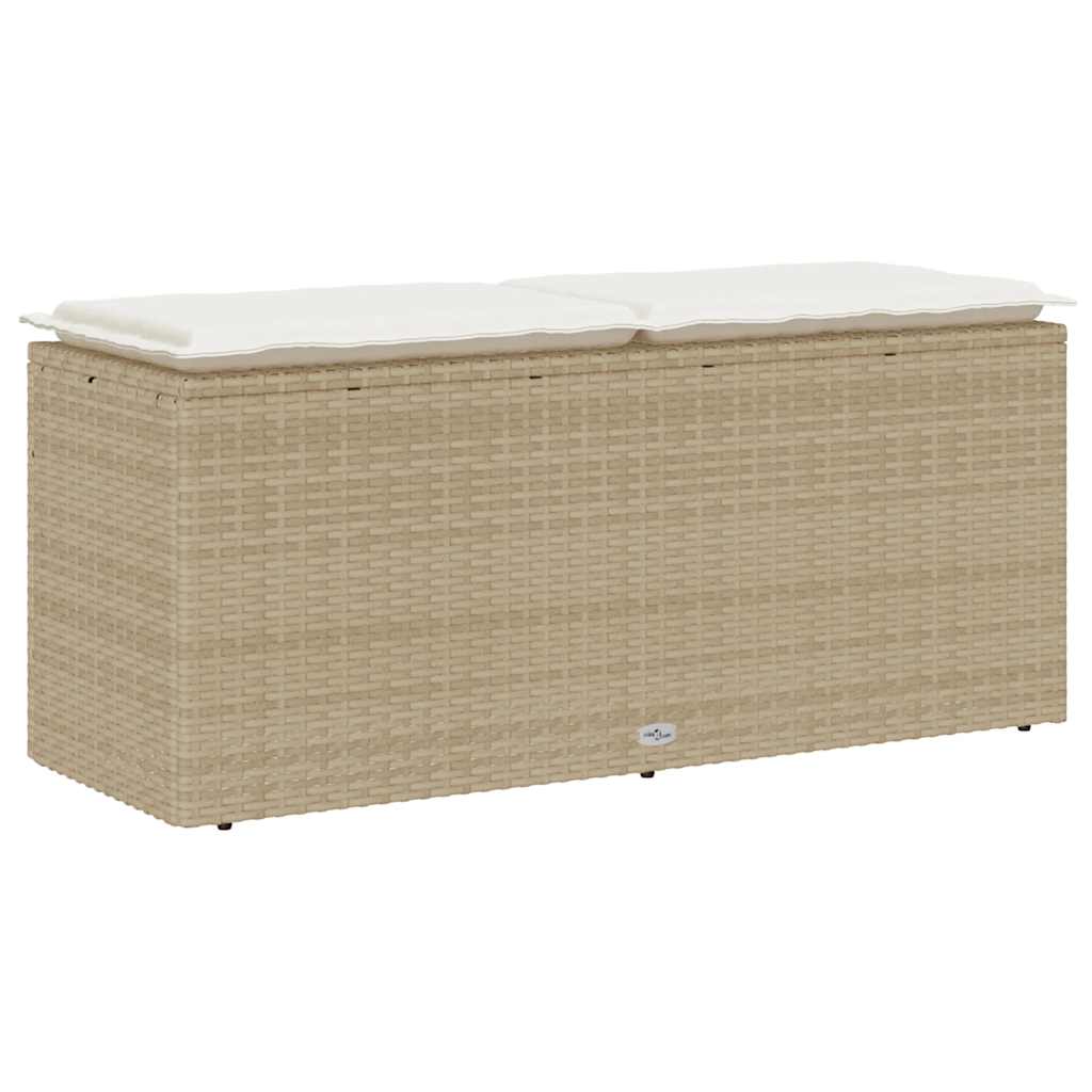 Banco de jardim com almofadão 110x40x44 cm vime PE bege