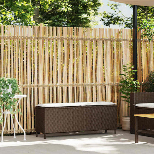 Banco de jardim com almofadão 110x30x40,5 cm vime PE castanho