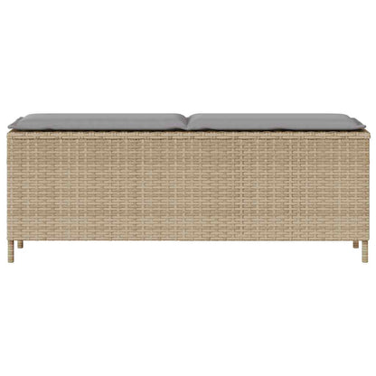 Banco de jardim com almofadão 110x30x40,5 cm vime PE bege