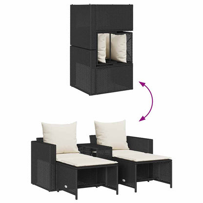 5 pcs conjunto sofás de jardim c/ almofadões empilhável vime PE