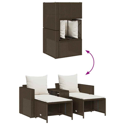 5 pcs conjunto sofás de jardim c/ almofadões empilhável vime PE