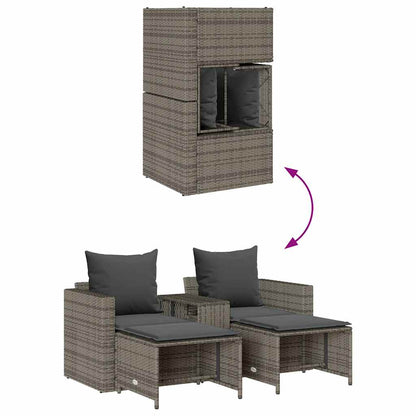 5 pcs conjunto sofás de jardim c/ almofadões empilhável vime PE