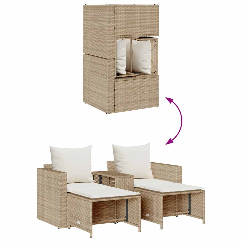 5 pcs conjunto sofás de jardim c/ almofadões empilhável vime PE