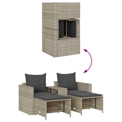 5 pcs conjunto sofás de jardim c/ almofadões empilhável vime PE