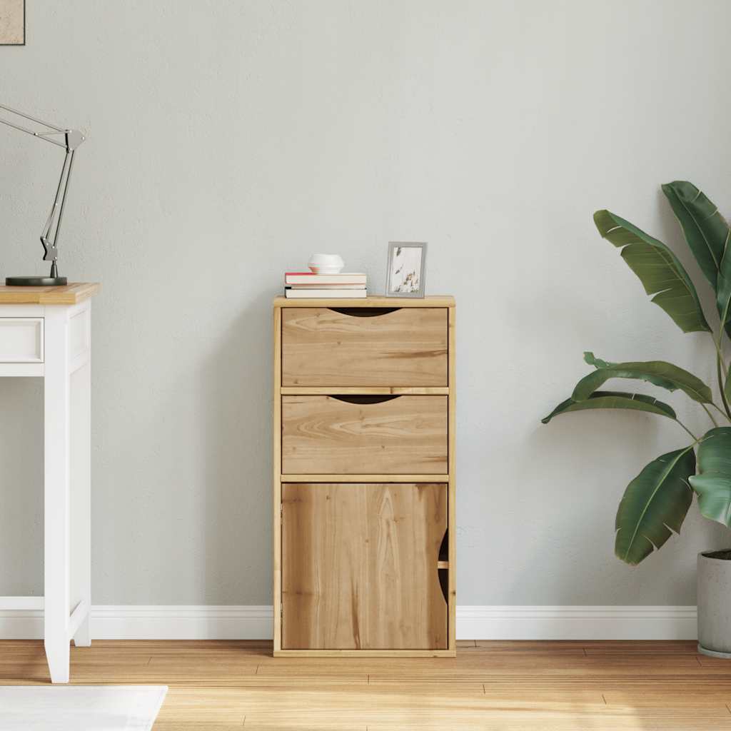 Armário lateral gavetas ODDA 40x24x79 cm pinho de madeira maciça