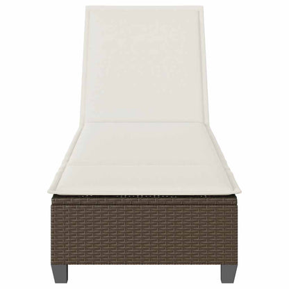 Espreguiçadeira com almofadões 55x200x25,5cm vime PE castanho