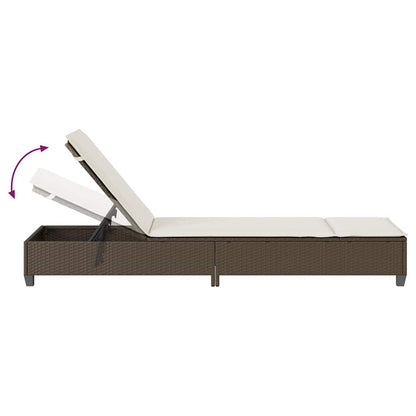 Espreguiçadeira com almofadões 55x200x25,5cm vime PE castanho