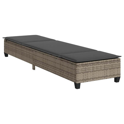 Espreguiçadeira com almofadões 55x200x25,5cm vime PE cinzento