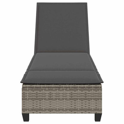 Espreguiçadeira com almofadões 55x200x25,5cm vime PE cinzento